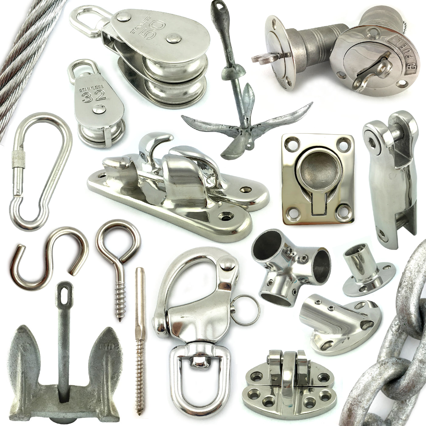 Marine and boating fittings, anchors, and safety equipment. Shop chain.com.au. Australia wide shipping