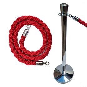 Bollard Set - Traditional chrome bollards with Red or Black Rope. Chain.com.au