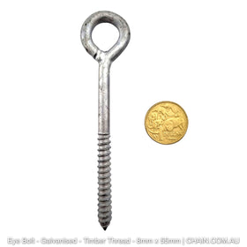Eye Bolt - Galvanised - Timber Thread - 8mm x 55mm Thread. Australia wide shipping. Shop chain.com.au