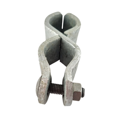 Hinge - Clamp-On - Galvanised. Australian made. Brand: Downee. Shop fence & gate fittings. Shipping Australia wide.