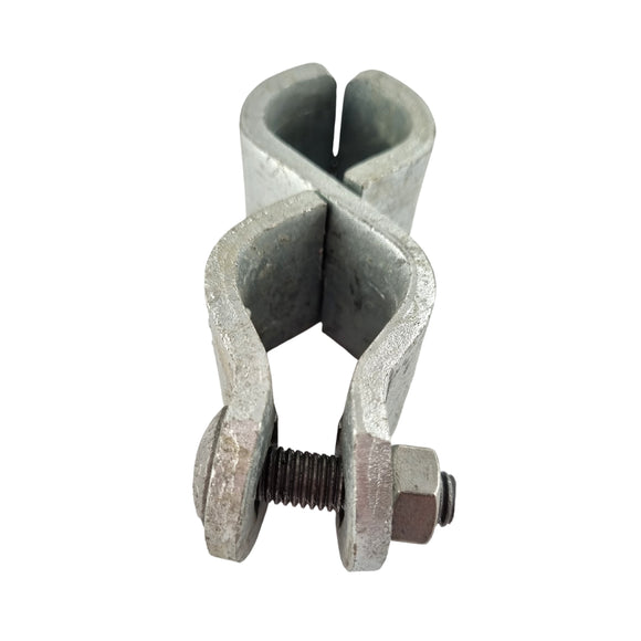 Hinge - Clamp-On - Galvanised. Australian made. Brand: Downee. Shop fence & gate fittings. Shipping Australia wide.