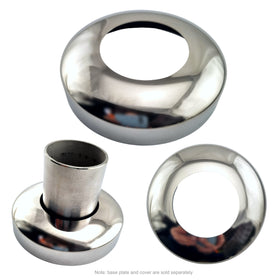 Stainless Steel Round Base Plate Cover Rail Fitting. Fits 50.8mm or 2-inch pipe. Australia wide shipping. Shop: chain.com.au