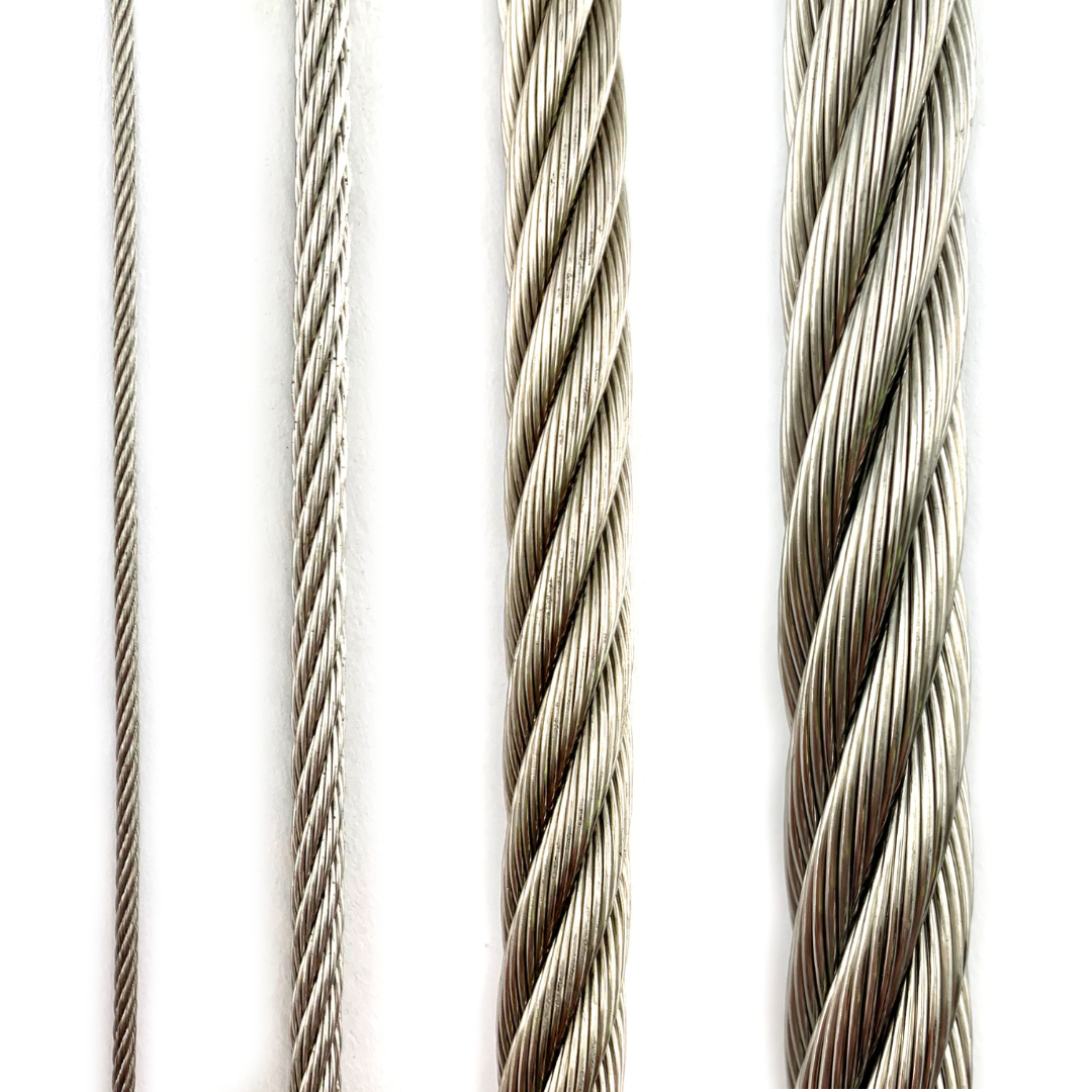 Stainless Steel Wire Rope (wire cord or wire cable). Sizes: 1.5mm up to 12mm. Australia wide shipping. Chain.com.au