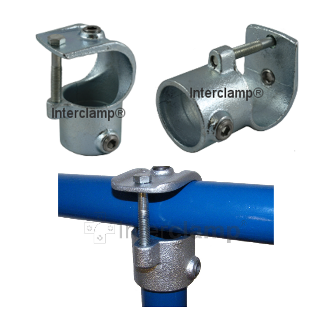 Clamp-On T for Galvanised Pipe, by Interclamp, Code 135. Shop rail & pipe fittings online chain.com.au. Australia wide delivery.