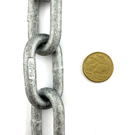 AS 8mm long link galvanised trailer chain x 25kg, 21.5 metres. Melbourne Australia.