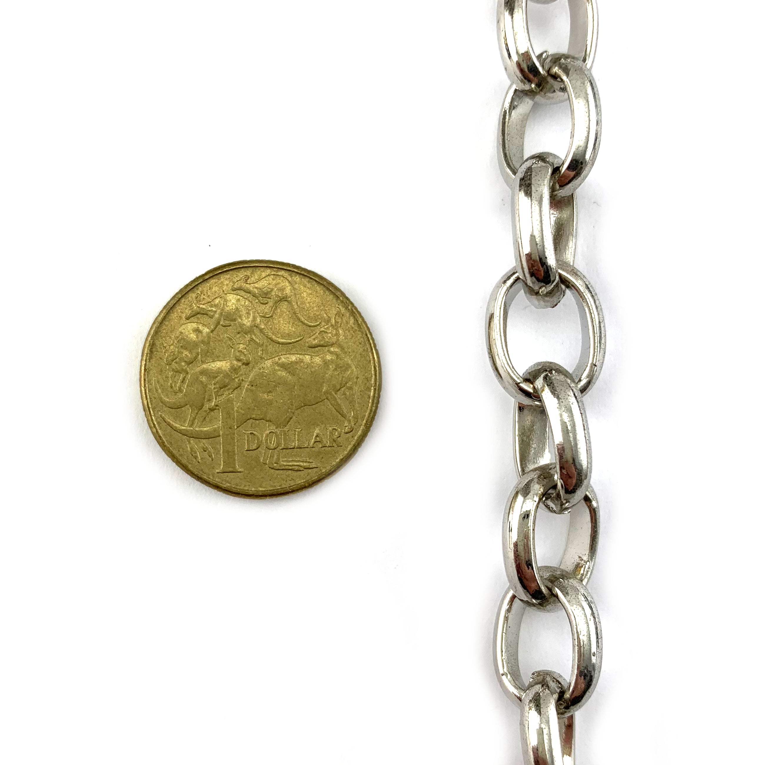 Chrome-plated box chain, size: 4mm. Order by the metre. Australia wide delivery.
