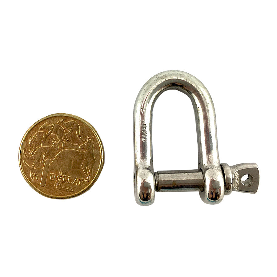 Marine grade type 316 stainless steel D Shackle, size 6mm. Melbourne Australia