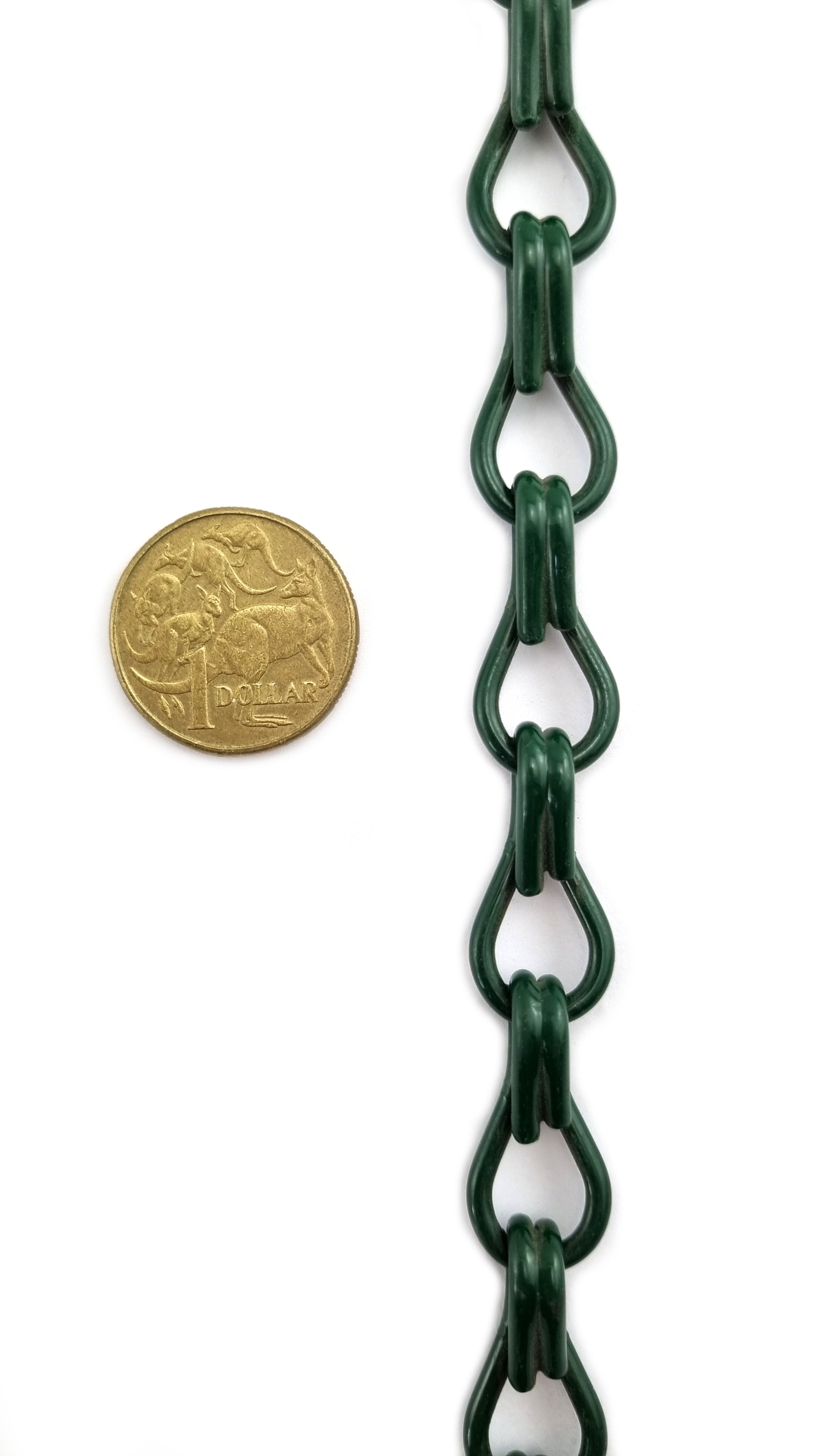 2.5mm Double Jack Chain Green Powder Coated. Australian made. Chain by the metre. Shop hardware online chain.com.au
