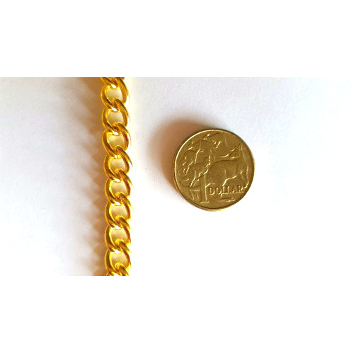 Curb jewellery chain in a gold-plated finish, size: C220, quantity: 25 metres. Australia.