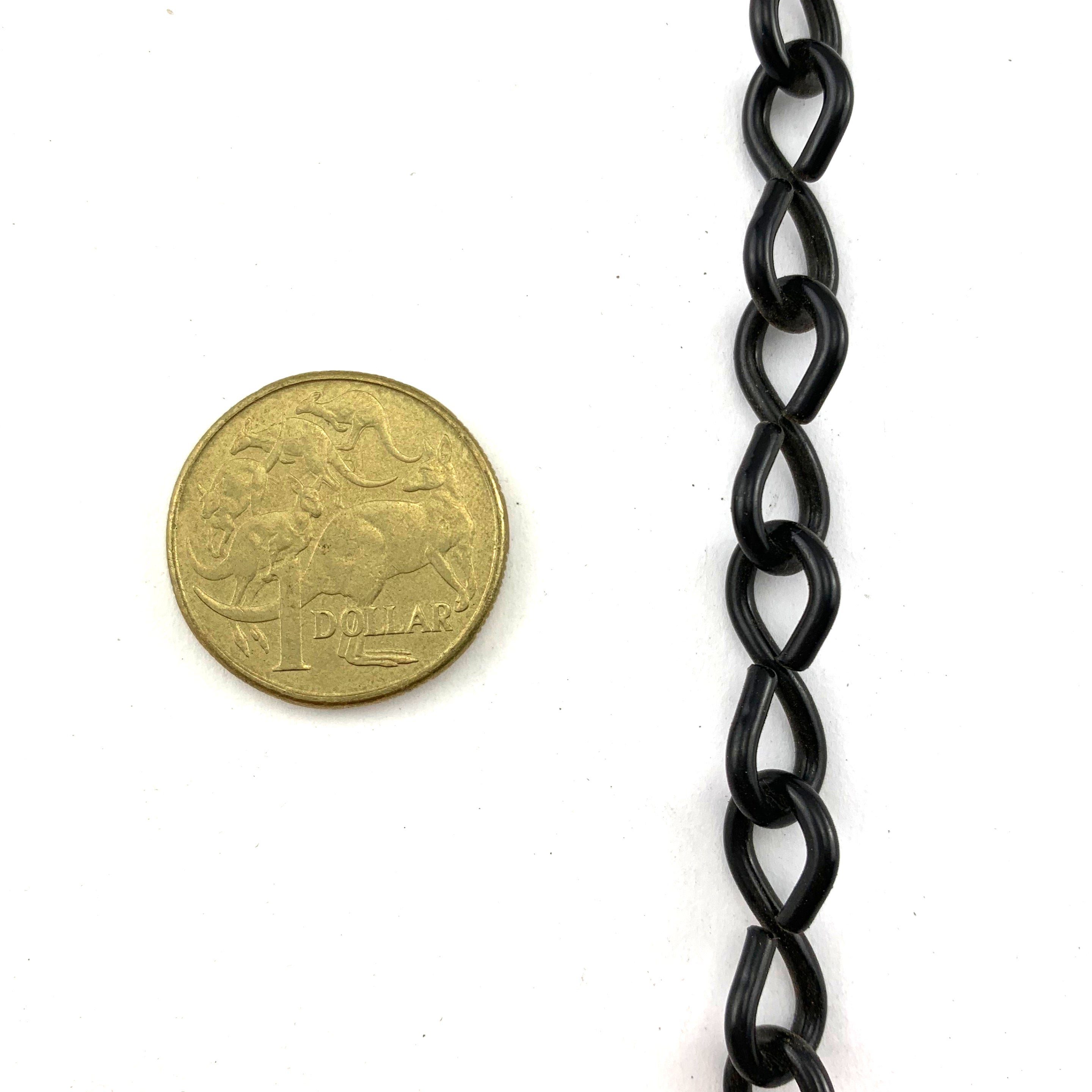 Single Jack Chain in Black, size 2mm, quantity 30m. Australian Made.