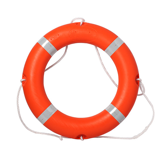 Round orange Life Buoy with white PP grab lines made of high-density PE plastic with PU Foam inside. Type XT5555 with SOLAS/MED Approval. Shop chain.com.au