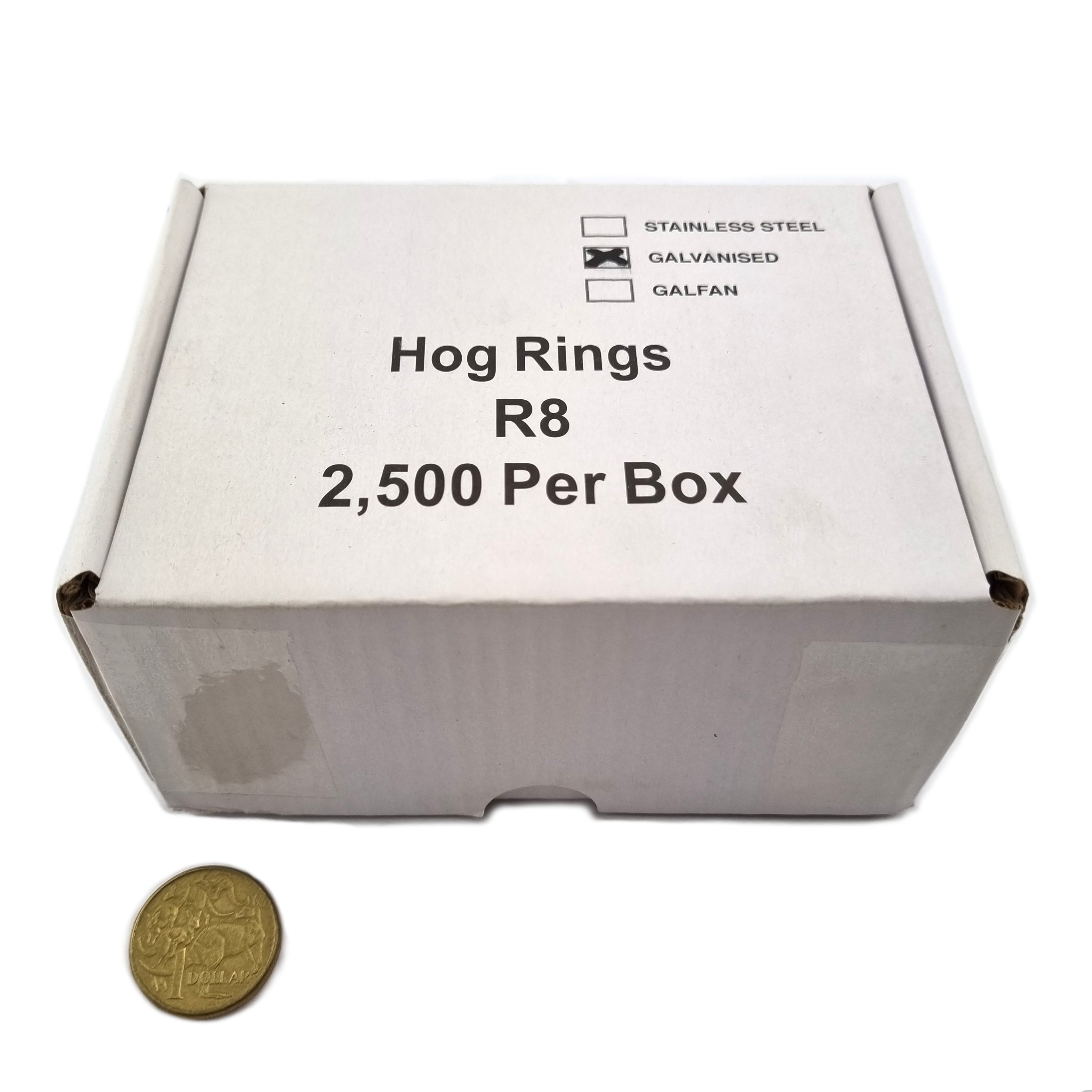 Ring Fasteners (Hog Rings, C Rings or D Rings), Galvanised. Box of 2500. Match with Ring Fastener Gun. Shop chain.com.au