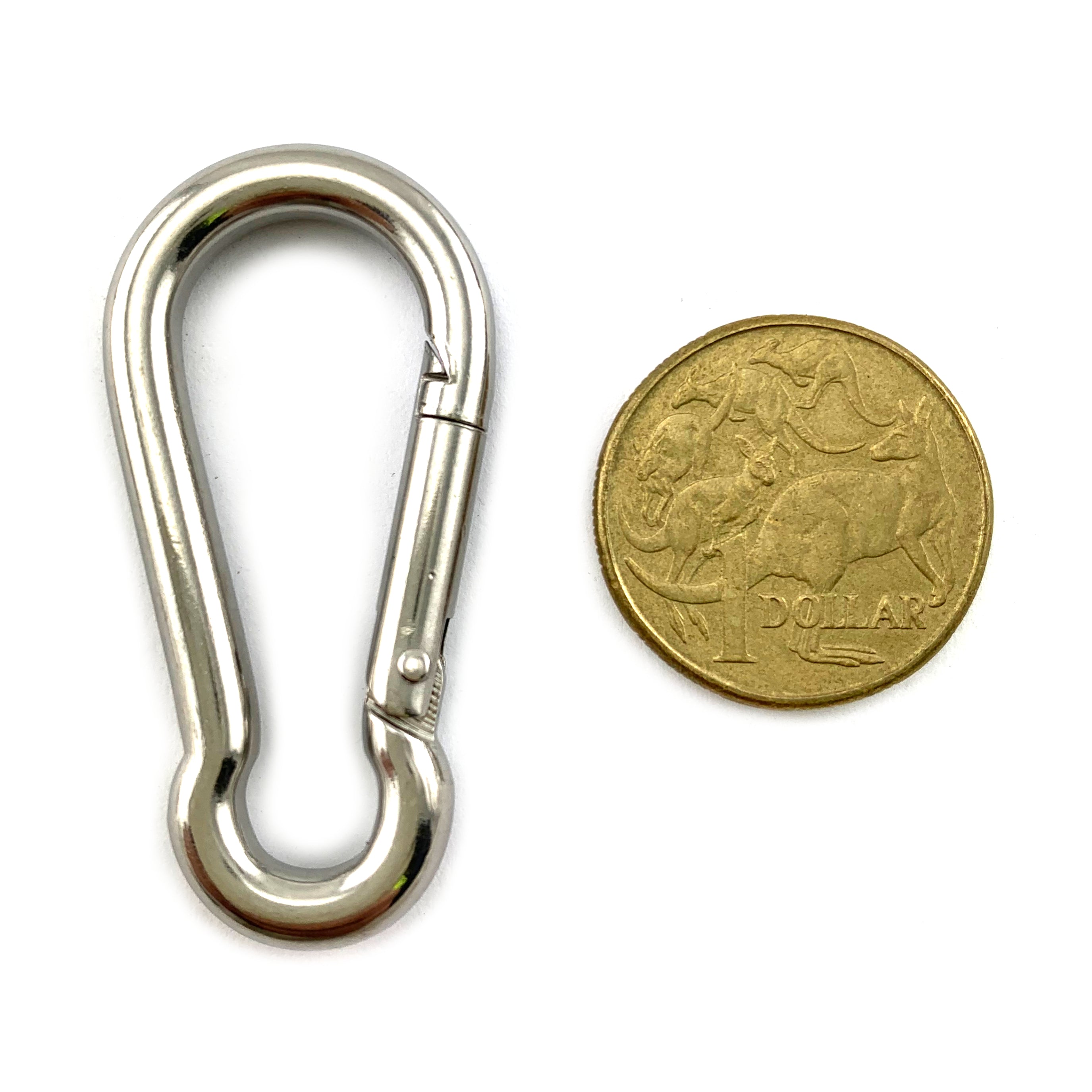 Snap hook in marine grade type 316 stainless steel, size 5mm.
