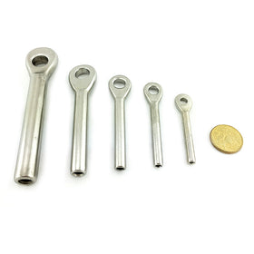 Swage stud eye size 8mm in type 316 marine grade stainless steel. Melbourne, Australia.