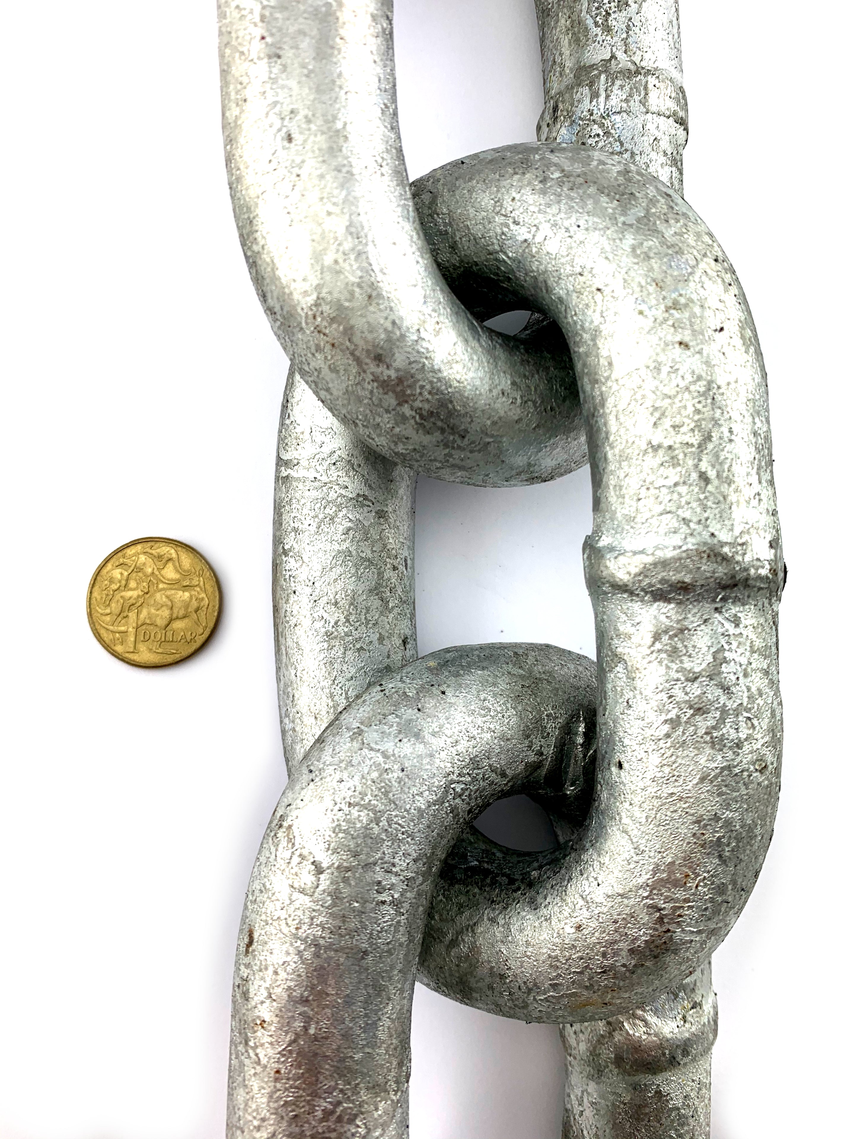 Welded Link Chain Galvanised, size: 25mm. By The Metre. Australia.