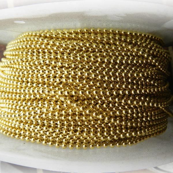 Decorative ball chain in brass finish, size 4.5mm on a 50-metre reel.