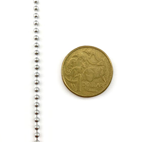 Chrome ball chain, size 2.4mm on a 25 metre reel. Australia.