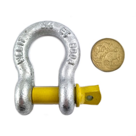 1 Tonne galvanised bow shackle, grade S, complies with AS 2741. Shop hardware online chain.com.au. Australia wide.