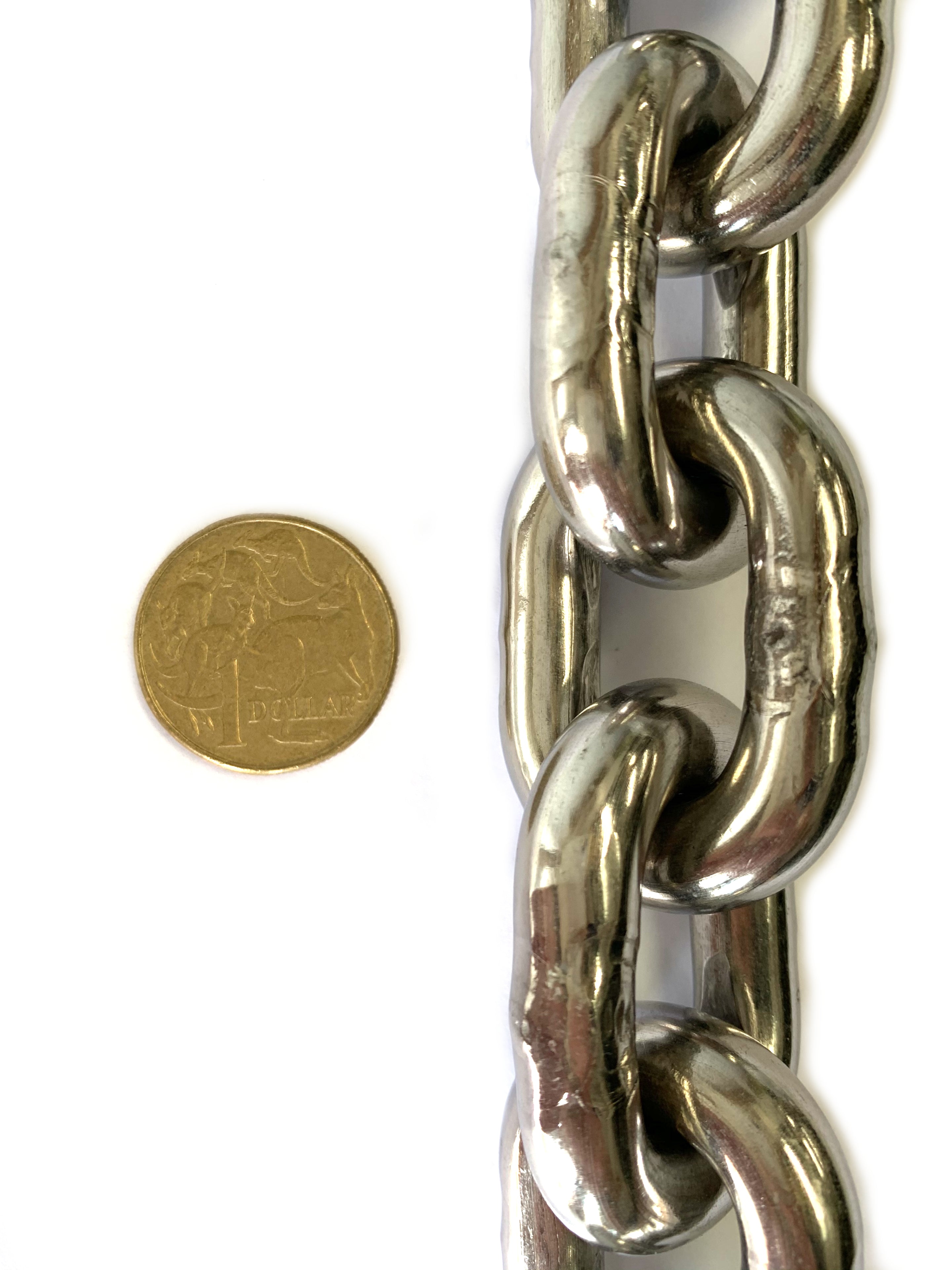 10mm stainless steel welded short link chain, order by the metre. Australia.