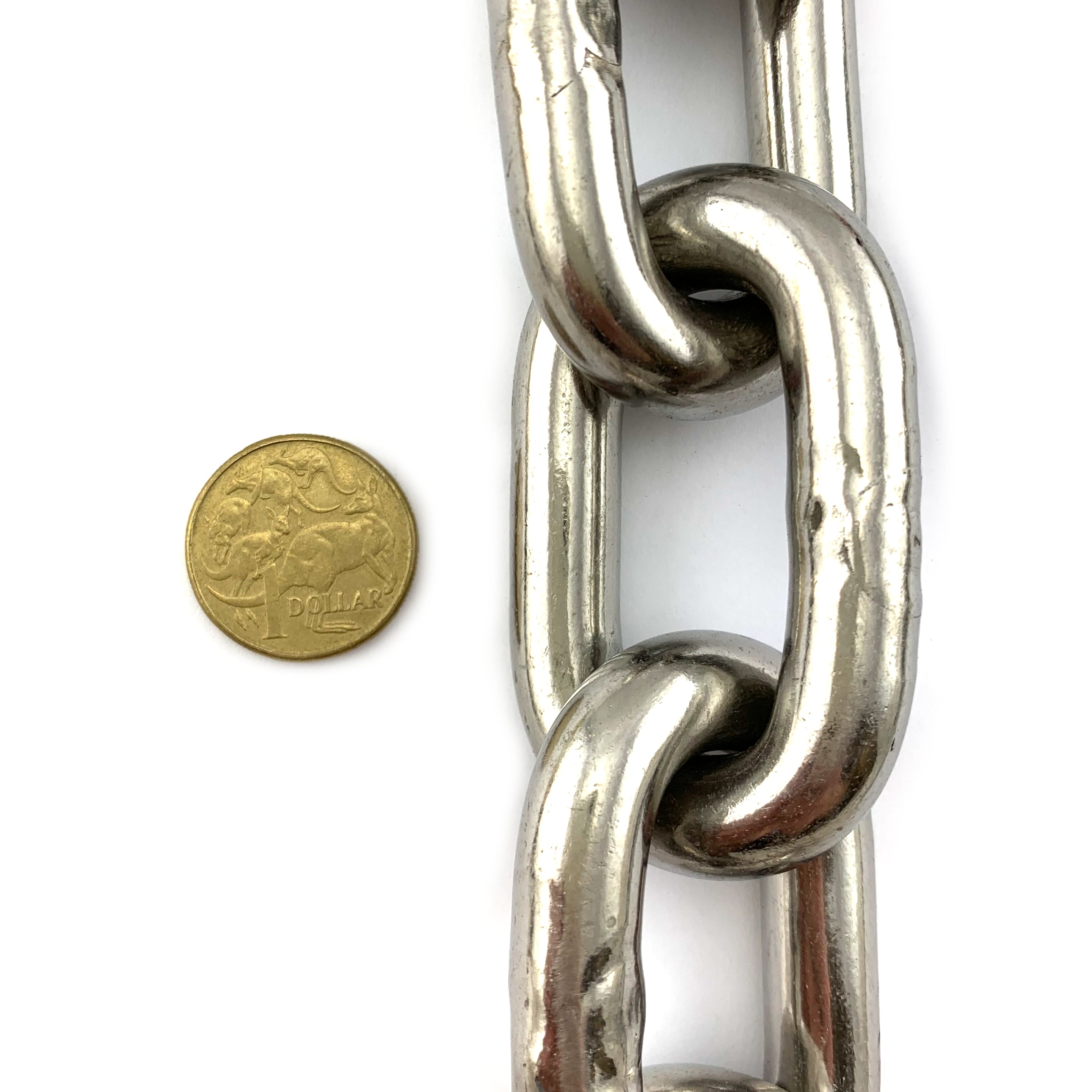 Stainless Steel Welded Link Chain - 13mm - By The Metre. Australia.