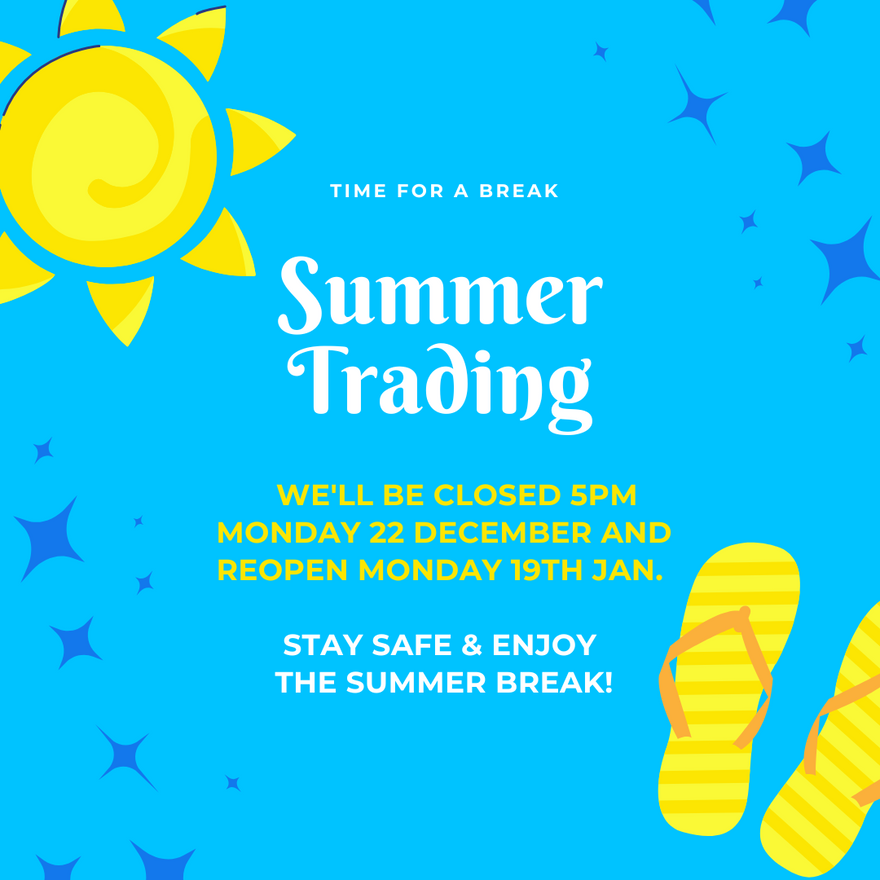 Summer Holiday Closure Dates for Chain.com.au