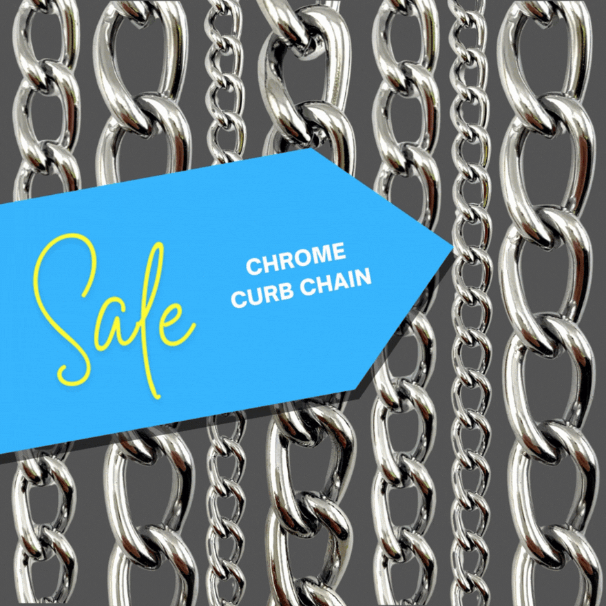 Image description / alt text: September Sale at Chain.com.au, save 5% on chrome curb chain, split links and powder coated welded steel chain.