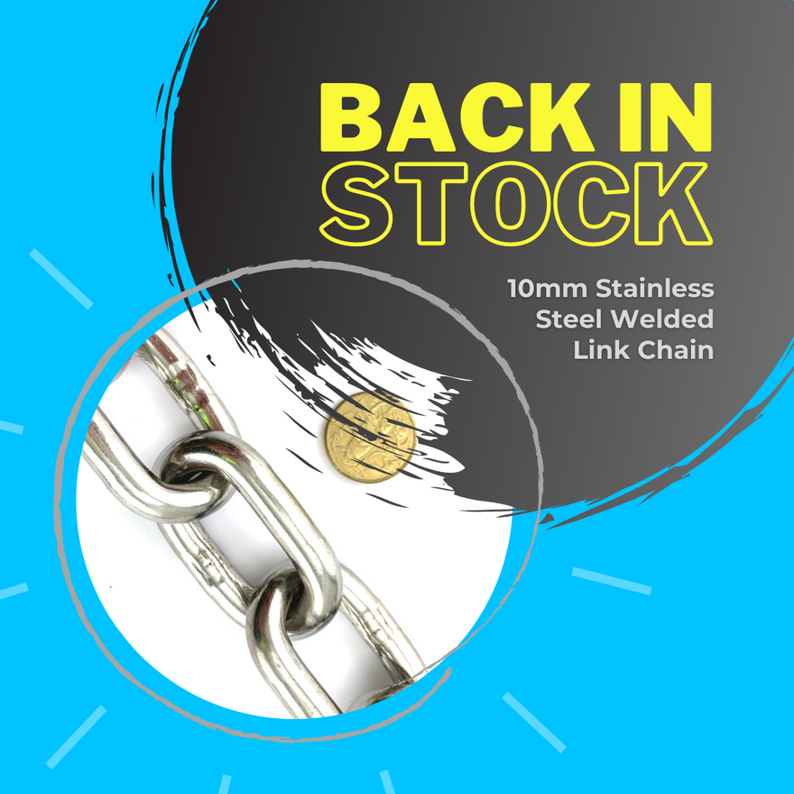 The popular 10mm Stainless Steel Welded Link Chain is now back in stock.