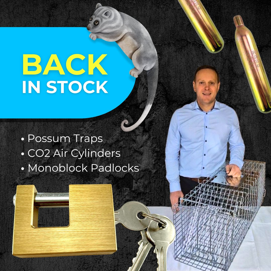 Back in Stock - Possum Traps, CO2, Monoblock Padlock