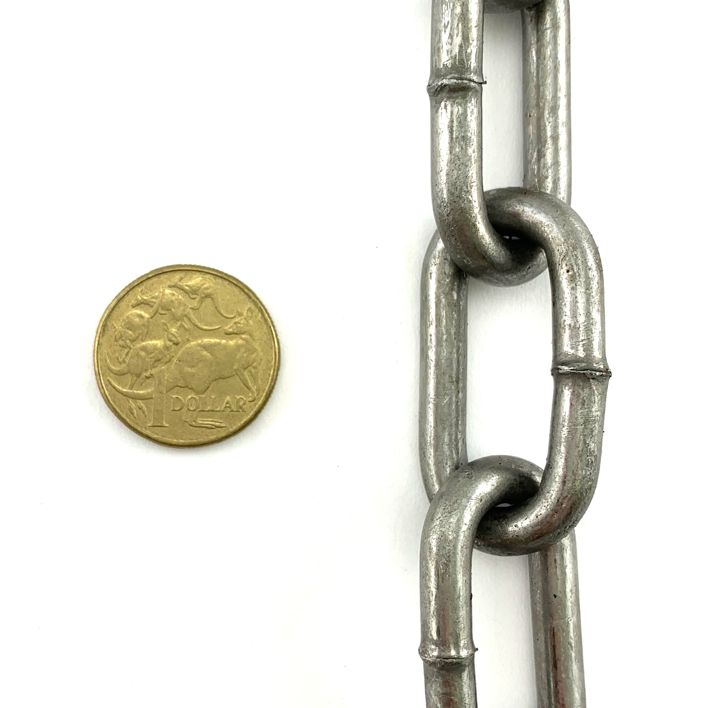 Plain steel chain (raw), long link plain steel chain in a 25kg bucket. Melbourne, Australia
