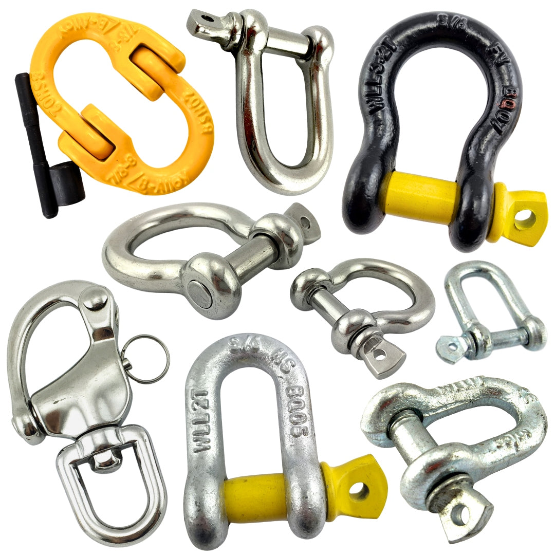 Hardware shackles inc. bow shackles, d-shackles, hammerlock shackles, snap shackles. Factory direct prices, Australia wide shipping. Shop chain.com.au