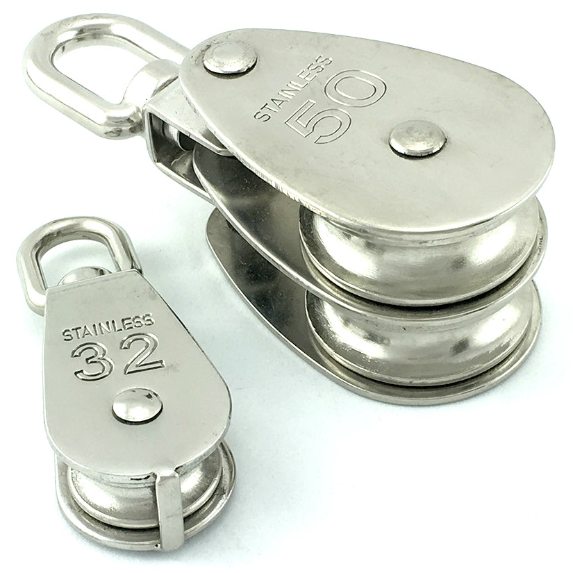 Pully in stainless steel, double and single pulley. Melbourne, Australia