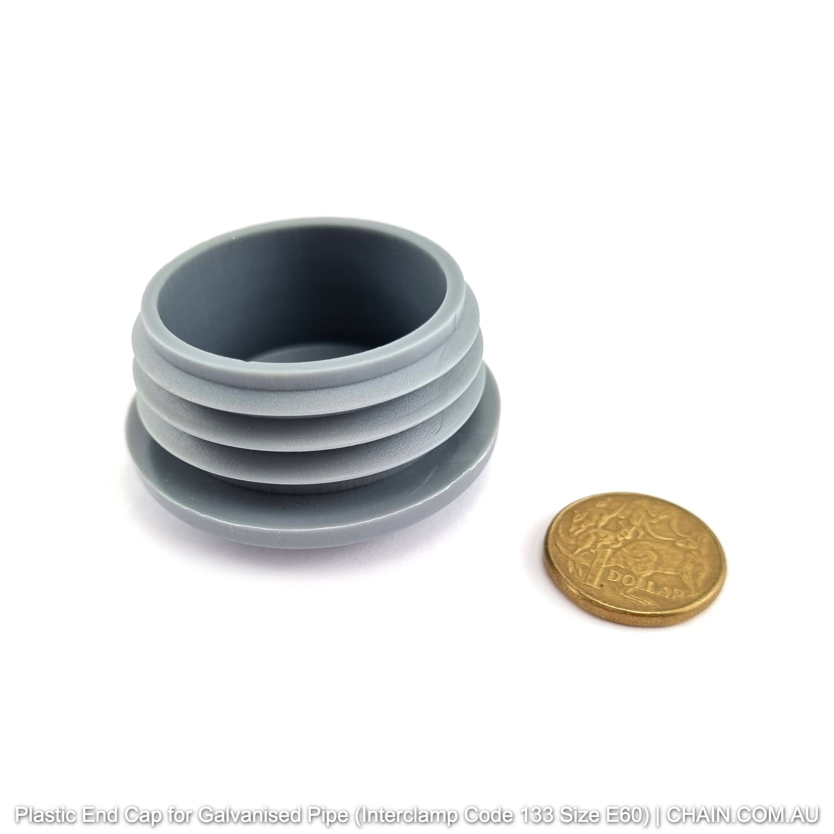 Plastic End Cap for Galvanised Pipe. Size: E60. Interclamp Code 133. Shop rail & pipe fittings online chain.com.au