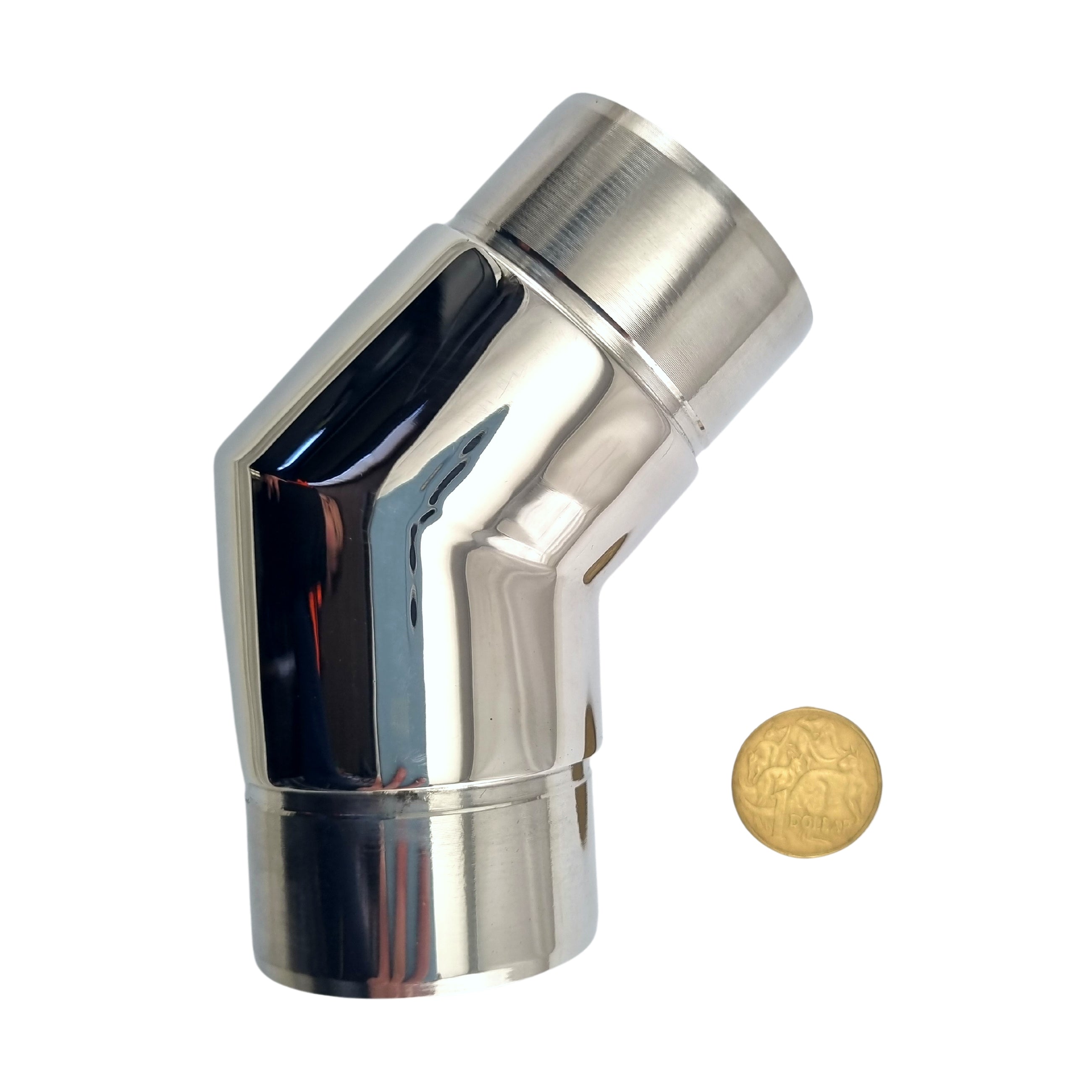 Stainless Steel 135 Degrees (135°) Tube Connector Rail Fitting. Australia wide shipping. Shop: chain.com.au