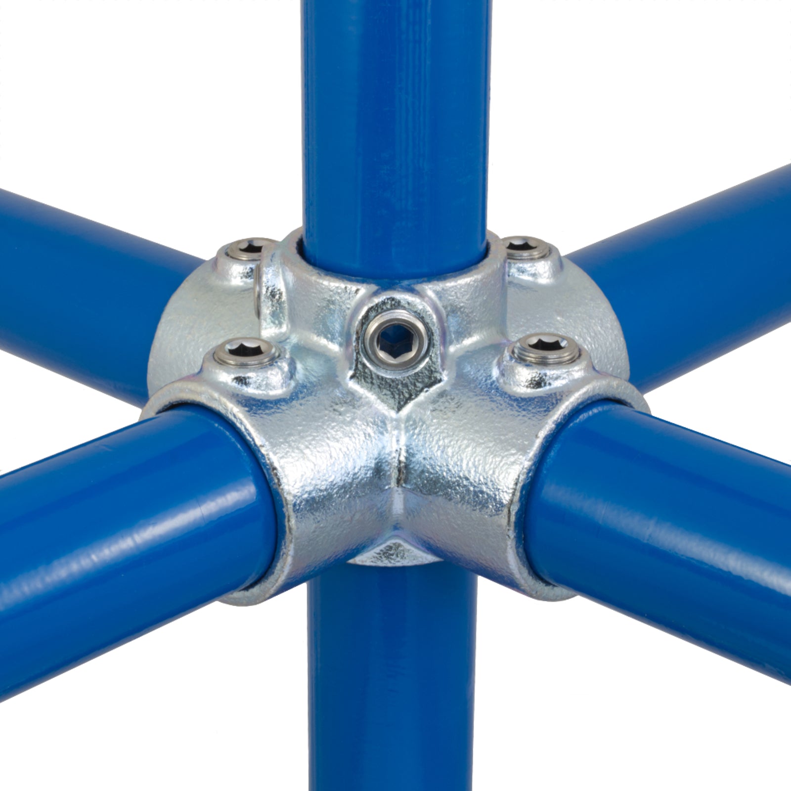 Four Way Centre Cross by Interclamp, Code 158. Shop rail, pipe and fence fittings online chain.com.au. Australia wide shipping.