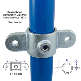 Double Swivel Combination Male Part, Interclamp Code 167M. Shop rail, pipe and fence fittings online chain.com.au. Australia wide shipping.