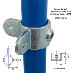 Corner Swivel Combination Male Part, Interclamp Code 168M. Shop rail, pipe and fence fittings online chain.com.au. Australia wide shipping.