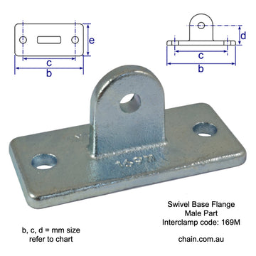 Swivel Base Flange Male Part (Swivel Wall Flange) for Galvanised Pipe (Interclamp Code 169M). Shop rail, pipe and fence fittings online chain.com.au. Australia wide shipping.