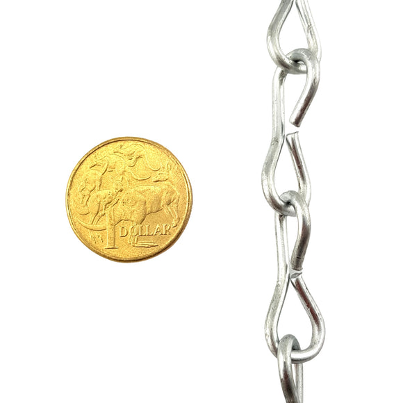 Australian made Single Jack Chain in galvanised finish, quantity 30 metres supplied in a bucket. Melbourne, Australia.