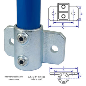 Side Mount Upright Support (Heavy-duty Side Palm) for Galvanised Pipe, by Interclamp. Shop chain.com.au. Australia wide shipping.