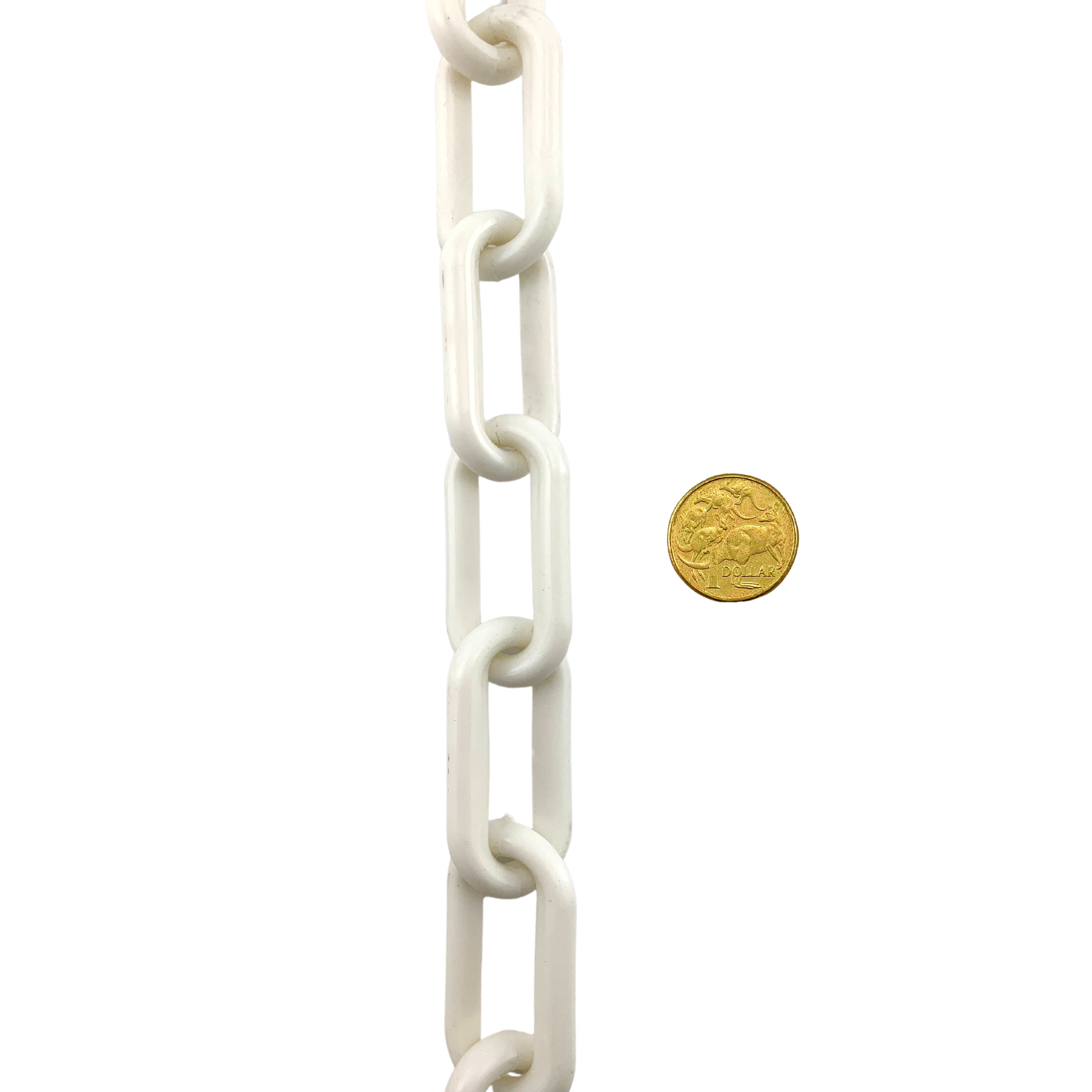 White Plastic Chain, Size 8mm, Qty 30 metre reel. Melbourne Australia