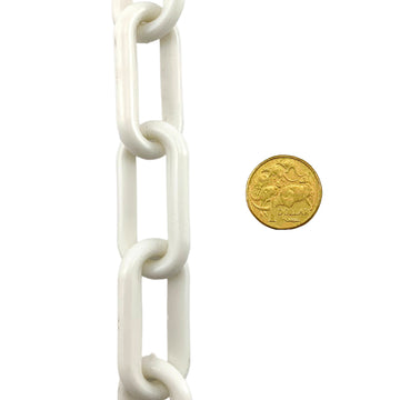 White Plastic Chain, Size 8mm, Qty 30 metre reel. Melbourne Australia