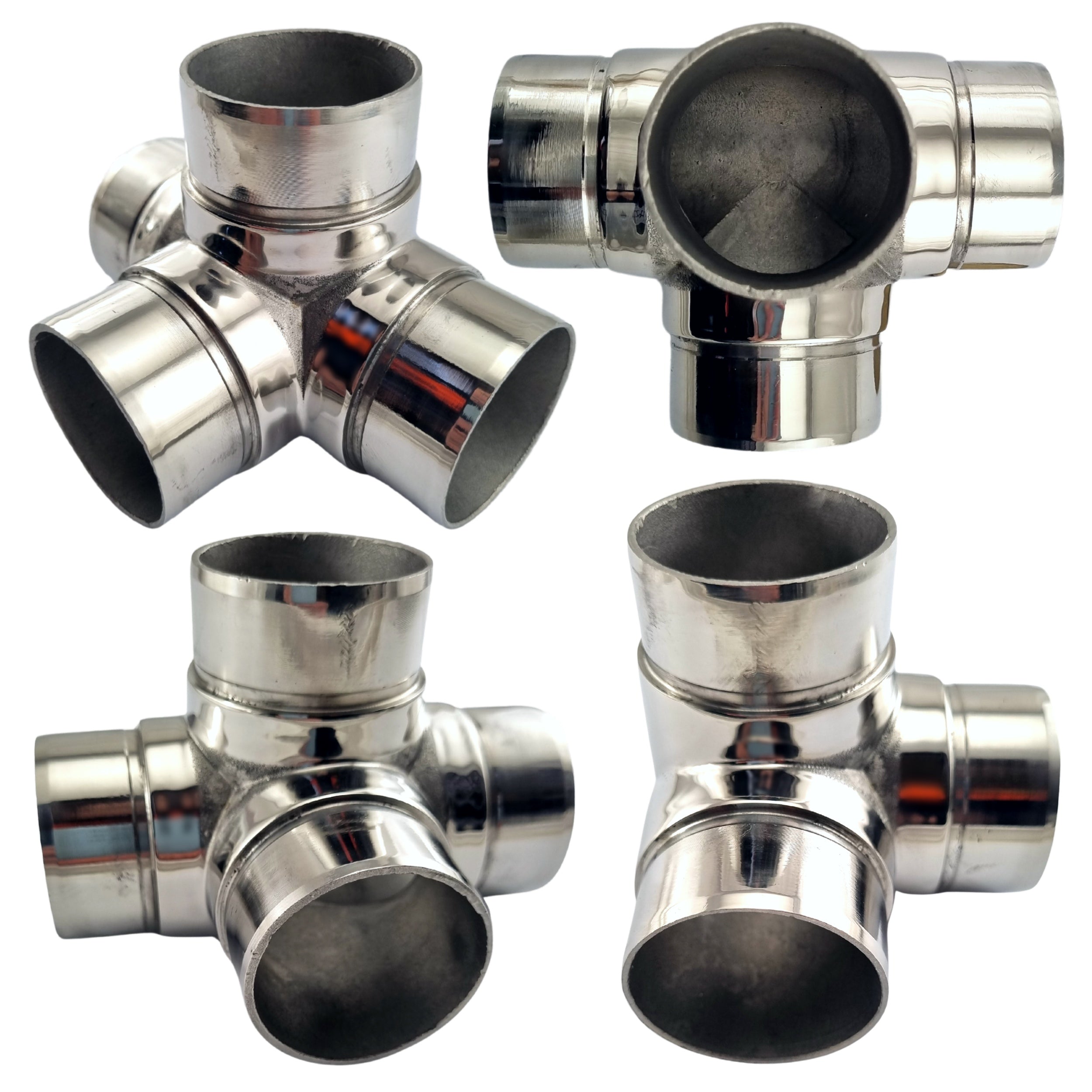 90° 4 Way Stainless Steel Rail Fitting for 50.8mm pipe. Australia wide shipping. Shop: chain.com.au