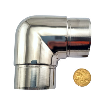 90° Sharp Corner Stainless Steel Rail Fitting for 50.8mm pipe. Australia wide shipping. Shop: chain.com.au
