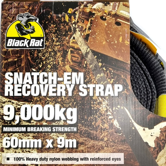 9,000kg / 9 Tonne Recovery Strap – Heavy-Duty Nylon. 9m long. Test Certificate Provided. Brand: Black Rat. Shop 4WD Accessories at Chain.com.au. Australia-Wide Shipping.