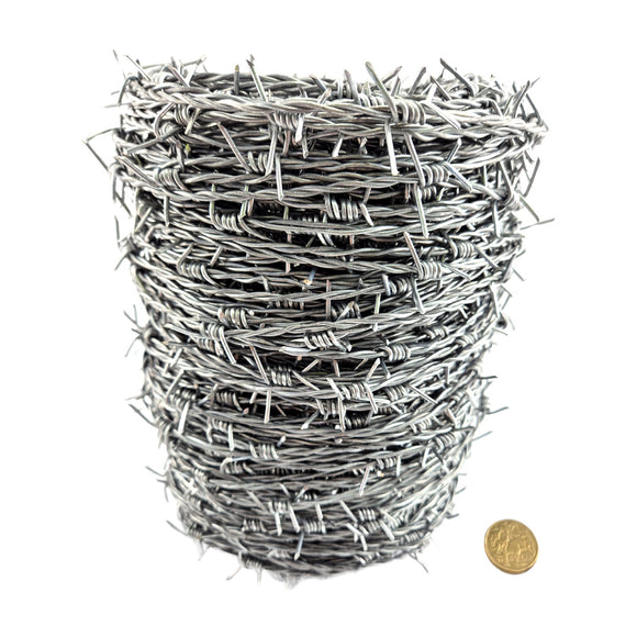 Barb Wire Galvanised. Wire size 1.6mm x 100 metres. Australia wide shipping. Shop hardware at chain.com.au.