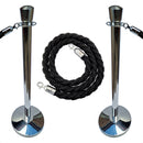 Bollard Set - Traditional chrome bollards with Red or Black Rope. Chain.com.au