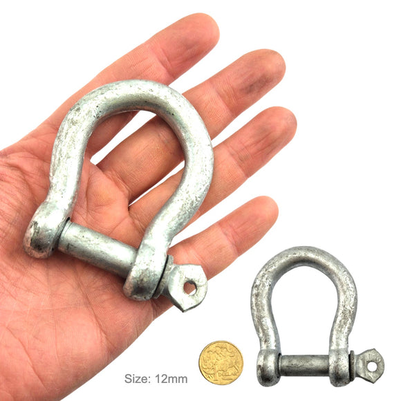 12mm Galvanised Bow Shackle. Shop hardware online chain.com.au. Australia wide shipping from Melbourne.