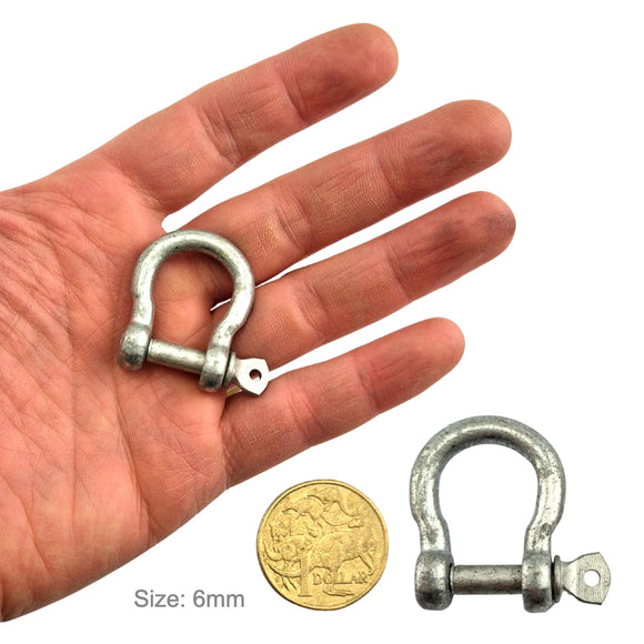 6mm Galvanised Bow Shackle. Shop hardware online chain.com.au. Australia wide shipping from Melbourne.