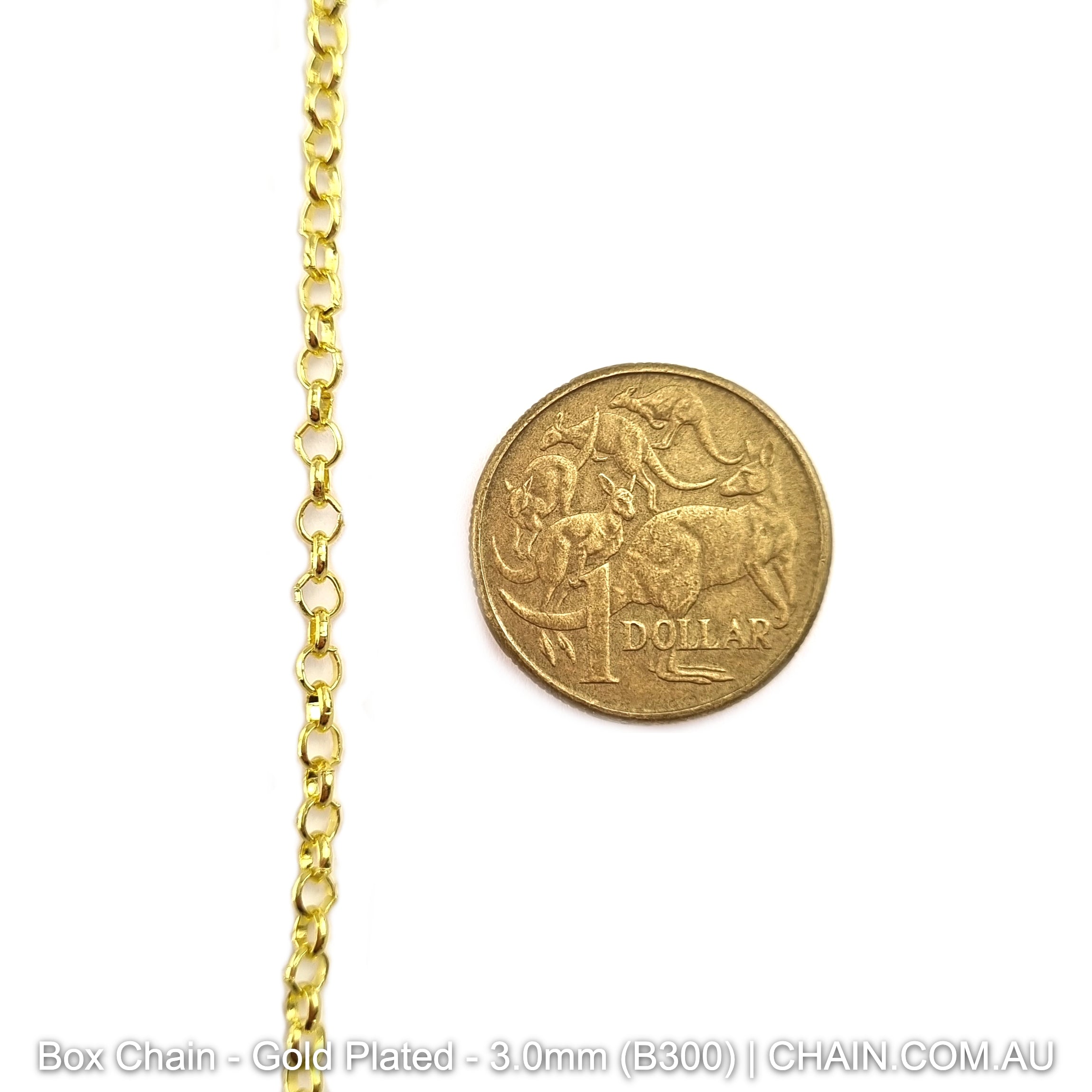 Box Jewellery Chain Gold Plated. Size: 3.0mm x 25m Reel. Shop Jewellery Chain online. Australia wide shipping. Chain.com.au
