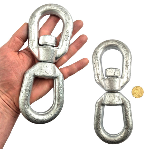 Chain Swivel made of Galvanised Steel in an Eye-Eye style, size: 16mm. Australia. Chain.com.au
